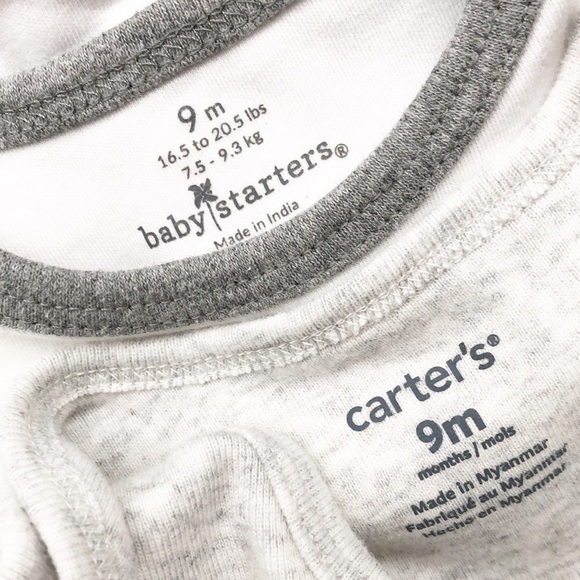 Baby Starters dinosaur print + Carter's Little Dude long sleeve jumpsuits - Picture 3 of 4